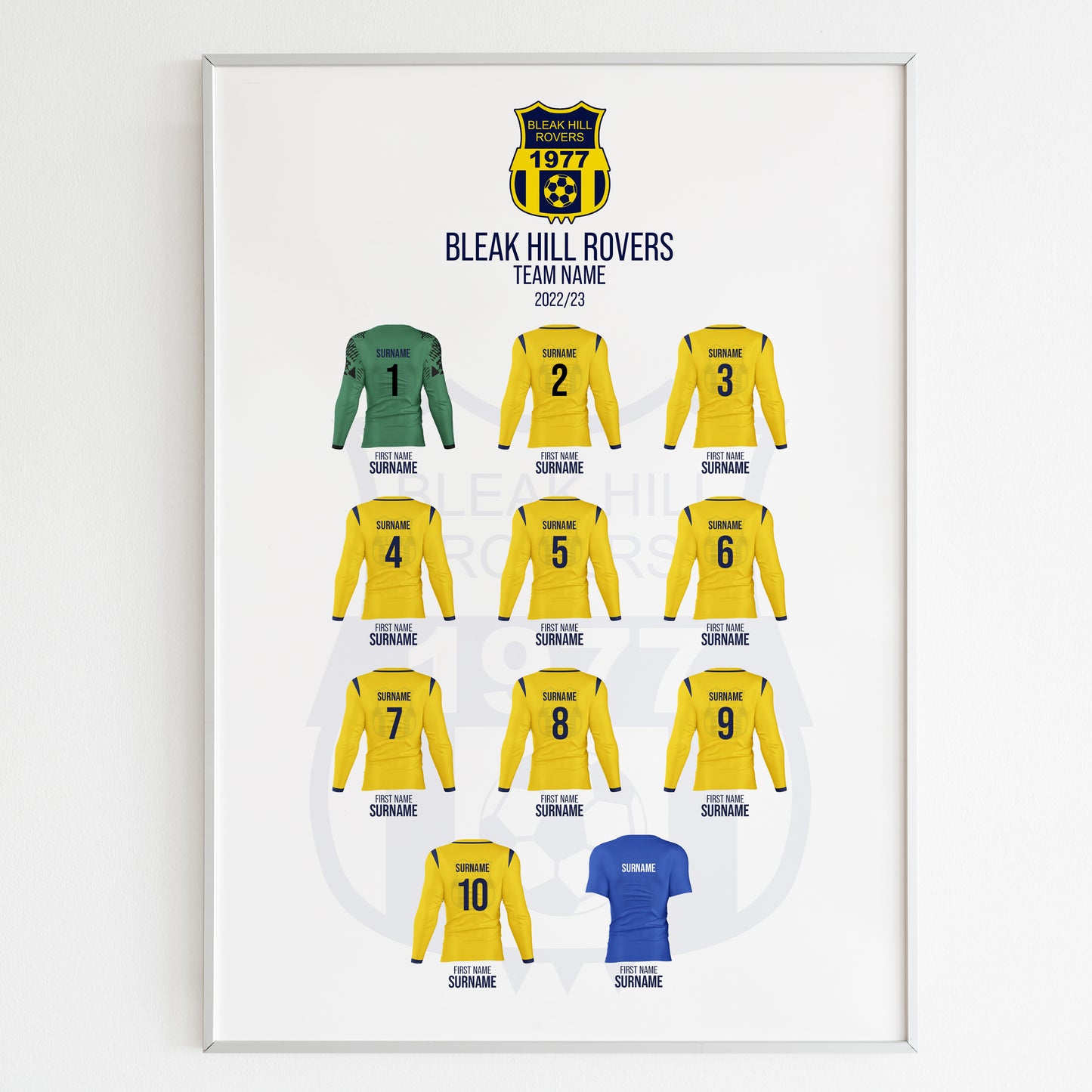 Bleak Hill Rovers - Framed Squad List