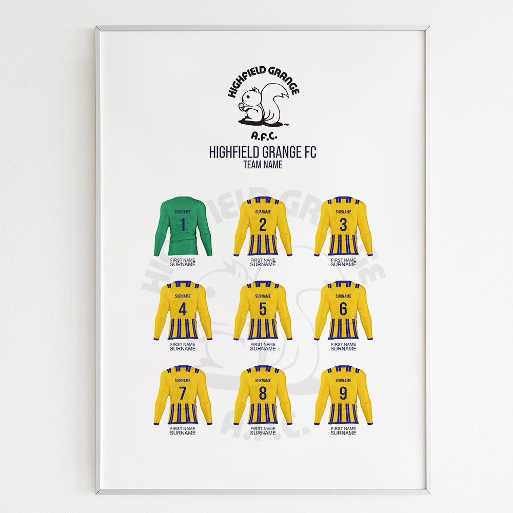Highfield Grange FC - Framed Squad List