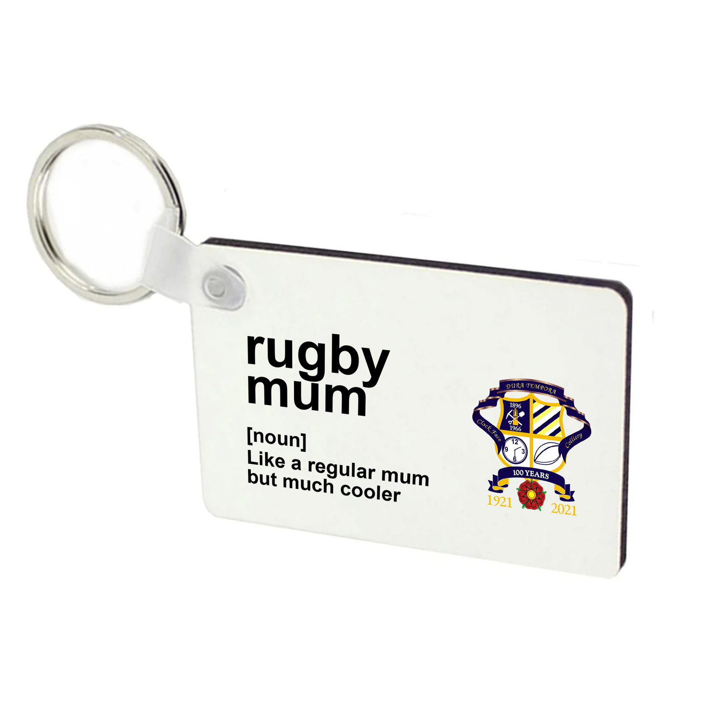 Clock Face Rugby Mum - Keyring