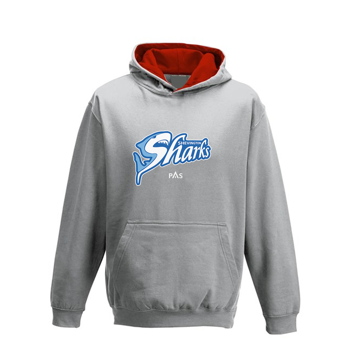 Shevington Sharks - Varsity Hoodie Grey/Red (Adult)